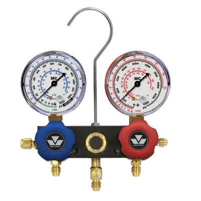 Colector din aluminiu cu 2 căi calibrate clasa 1.0 Mastercool