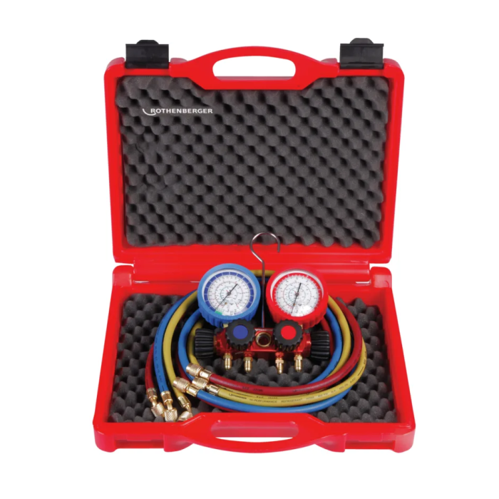 Set de ajutor pentru instalator stand 4 căi R22-R407C Rothenberger