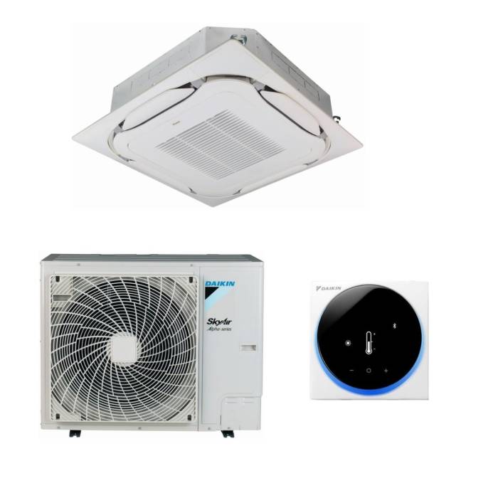 Aparat de aer conditionat Daikin SkyAir Alpha-series Caseta cu high COP FCAHG100H+RZAG100NY1, Inverter 35000 BTU 400V - Include Madoka
