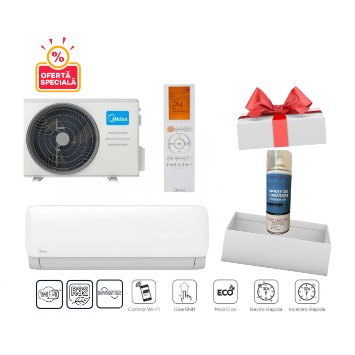 Aparat de aer conditionat Midea Xtreme Fresh 12000 BTU MSAGBU-12HRFNX-QRD0GW + Spray Cadou