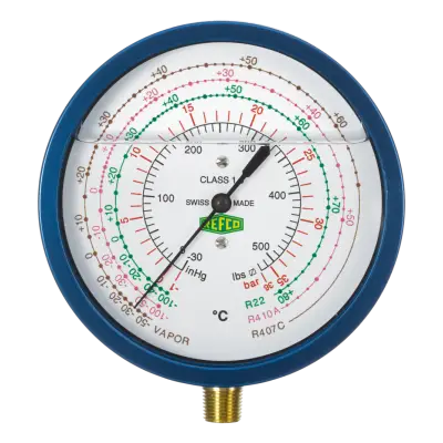 Manometru presiune joasă cu baie de ulei și burduf metalic R5-320-DS-CLIM Refco