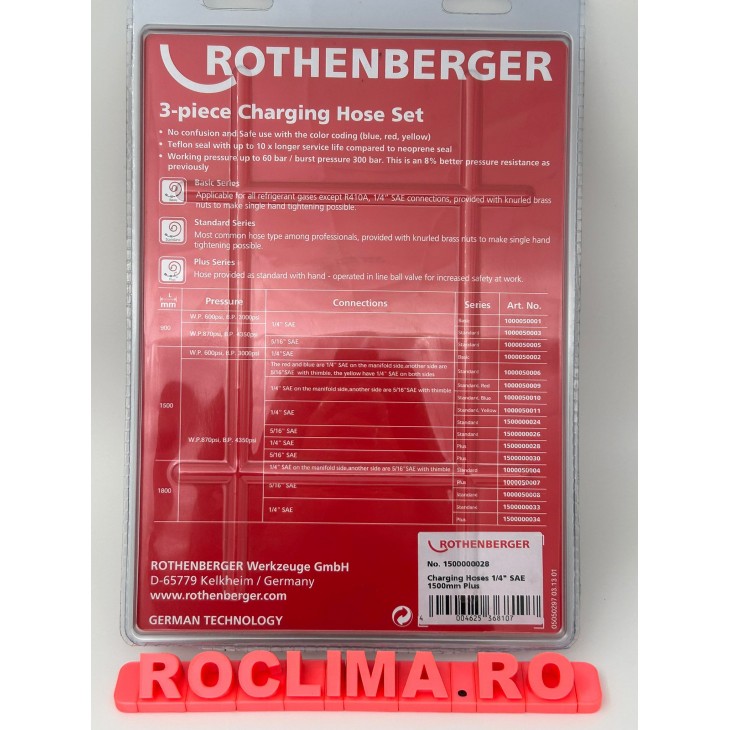 Rothenberger Furtune vacuum/presiune cu robinet 1/4"