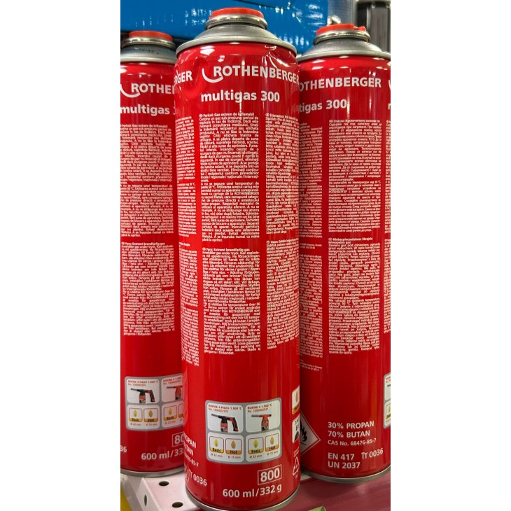 Rothenberger Multigas 300 Gas Cartridge, 7/16" EU, versiunea B