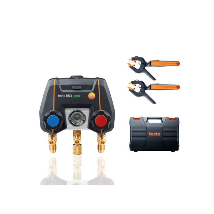 Testo 550i Set Smart - Manifold digital controlat prin aplicație cu sonde de temperatură fără fir (NTC)