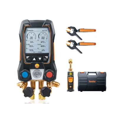 Testo 557s Set Vacuum - Manifold digital inteligent cu sonde wireless de vacuum și de temperatură tip clește