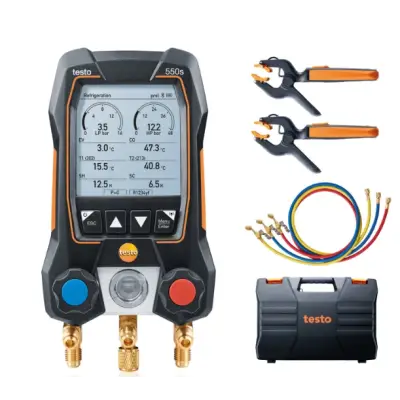 Testo 550s Set de bază - Manifold digital inteligent cu sonde de temperatura wireless si set de 3 furtunuri de umplere
