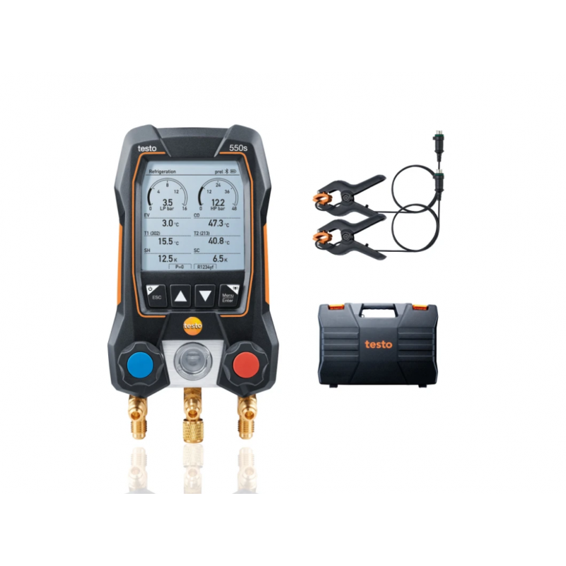 Testo 550s Set de bază - Manifold digital inteligent cu sonde de temperatură cu cablu fix