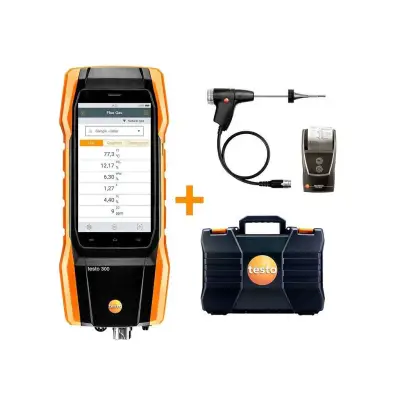 Set 3 testo 300 NEXT LEVEL - Analizor de gaze de ardere cu senzori de O₂, CO compensat cu H2 până la 30,000 ppm și NO